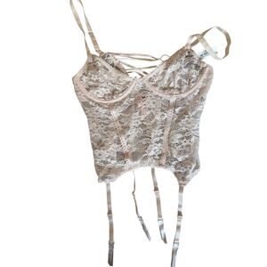 NWT Adore Me Lace Bustier Top L Light Pink Lingerie Romantic‎ Cottage Coquette